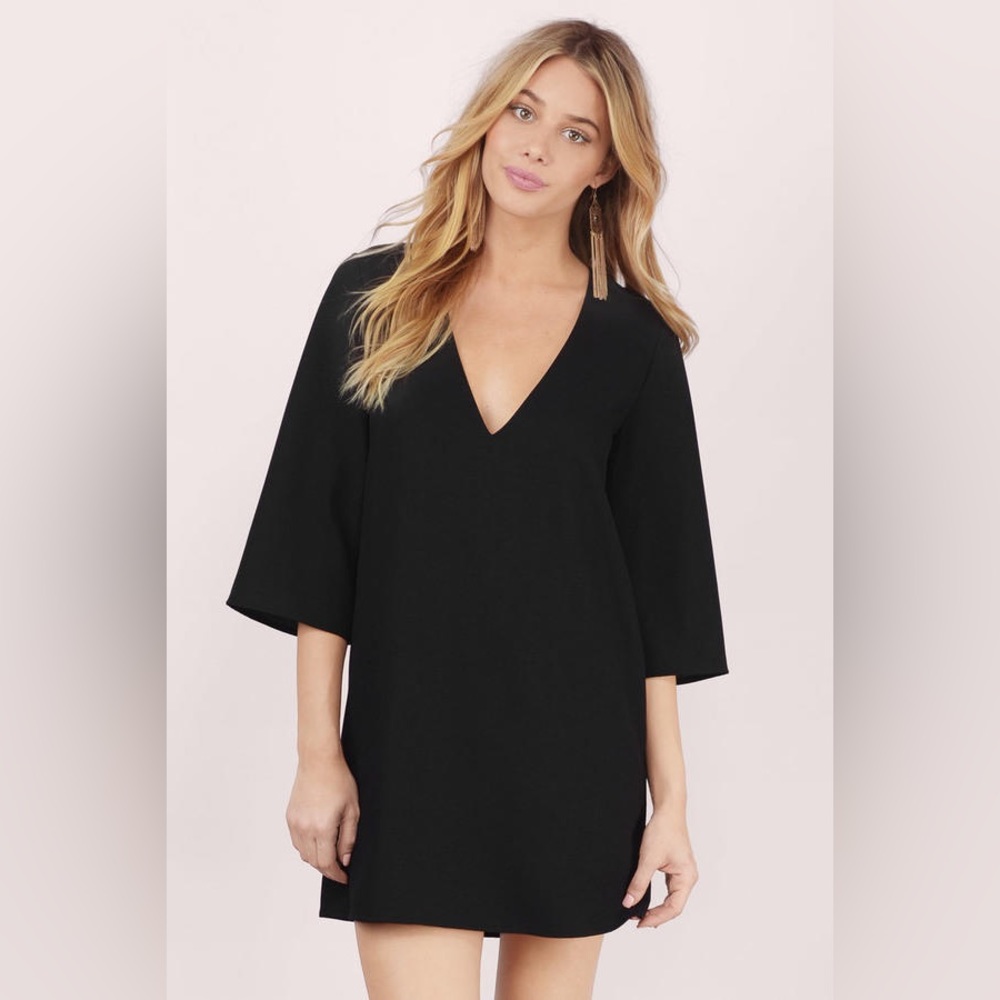Tobi - Medium - Wisteria Kimono Shift Dress in Black - wedding guest dress